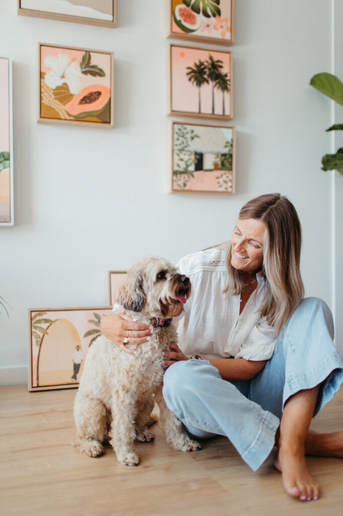 Artist Penny Byrne and her studio dog