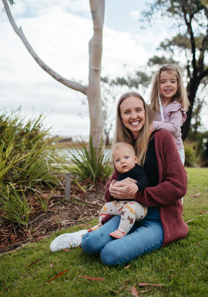 Mum plays with her children at Sou'West brewery in Torquay as part of a surf coast mums social event by Mama Club | Bobby Dazzler Photography